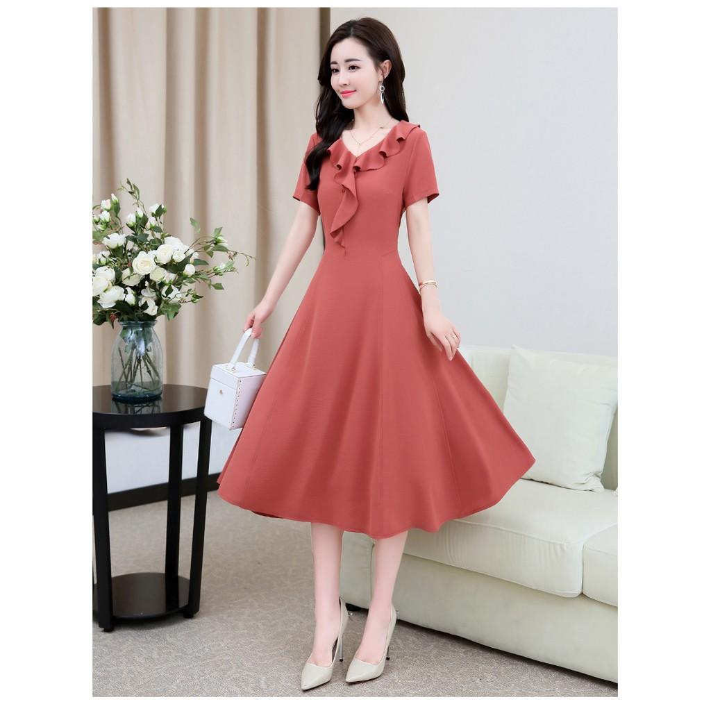 DRESS49-ĐẦM XÒE VIỀN BÈO TAY NGẮN S-6XL