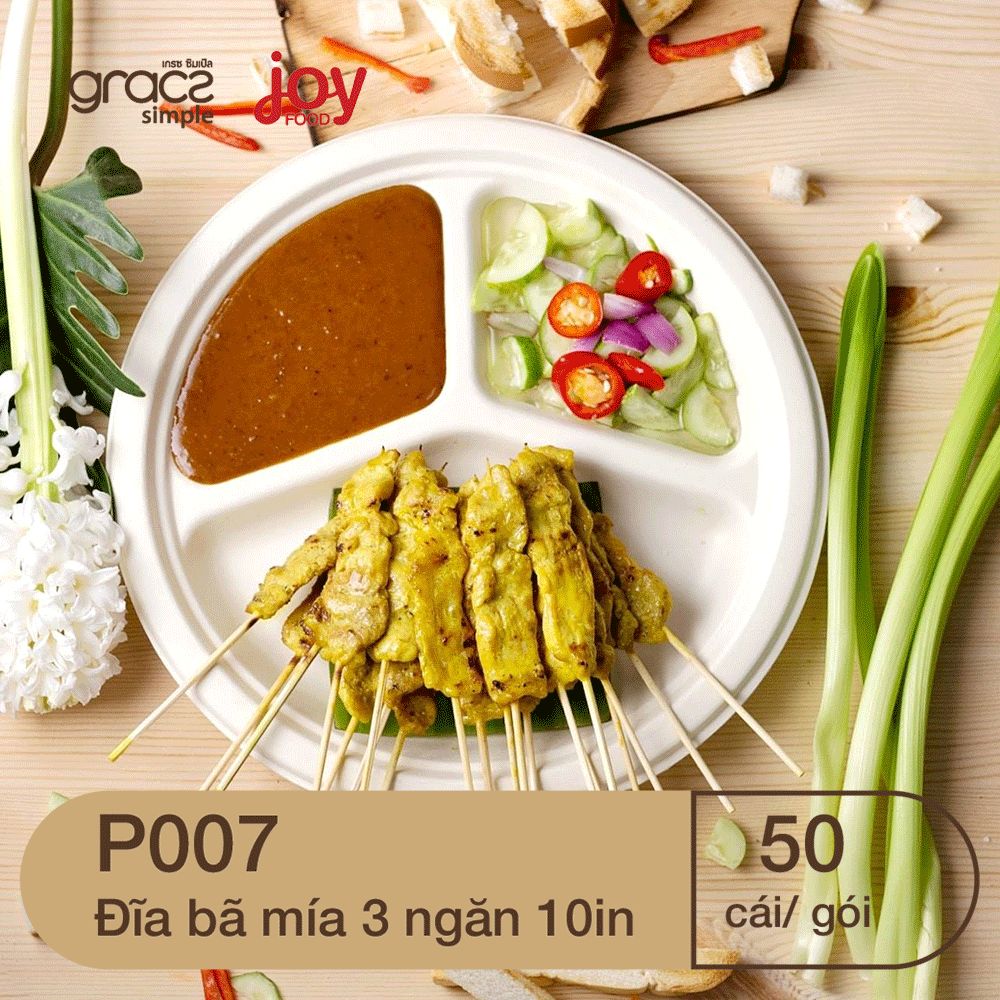 50 đĩa bã mía Gracz Thái Lan 3 ngăn 10in