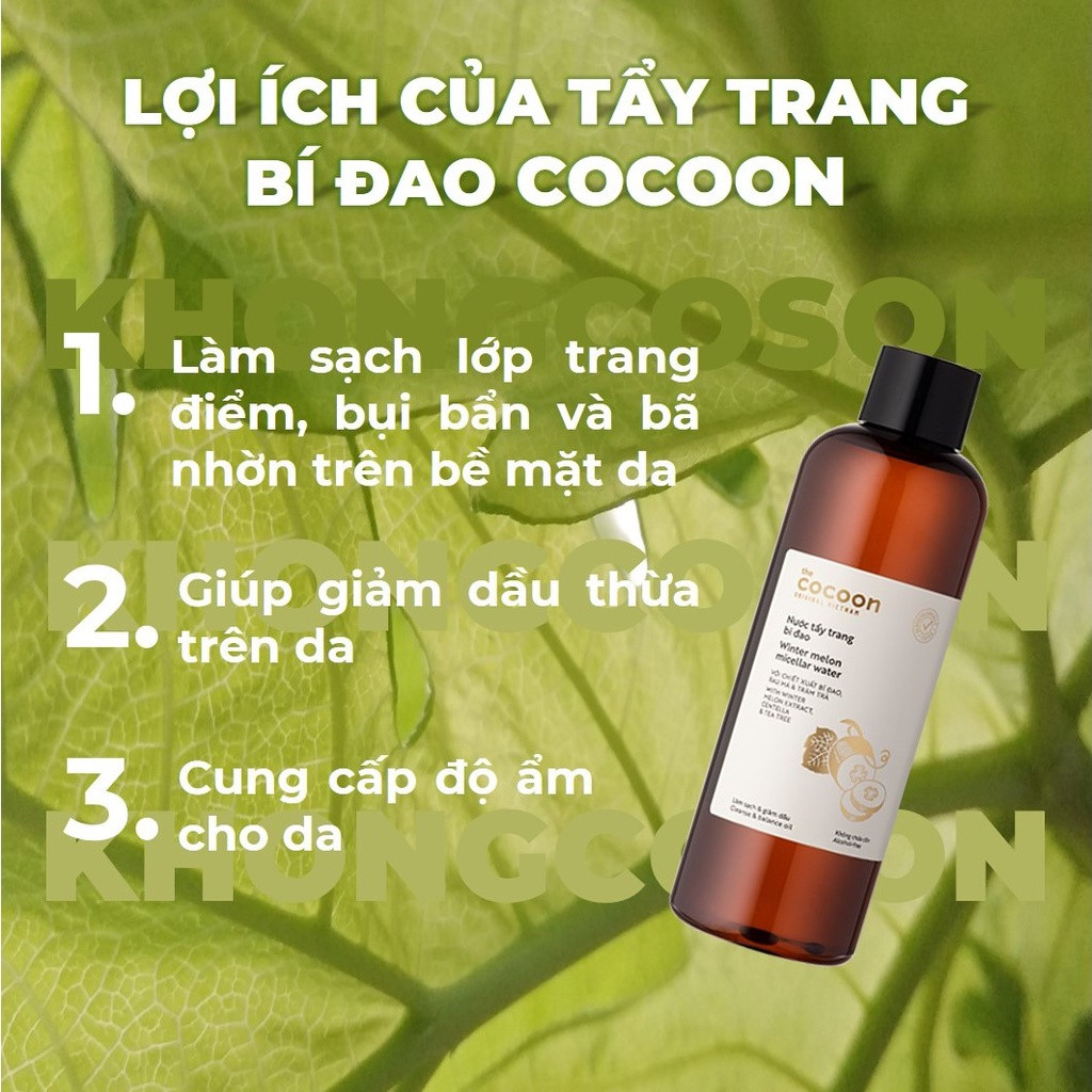 Nước Tẩy Trang Bí Đao COCOON Làm Dịu Nhẹ, Sạch Sâu và Cấp Ẩm 500ml