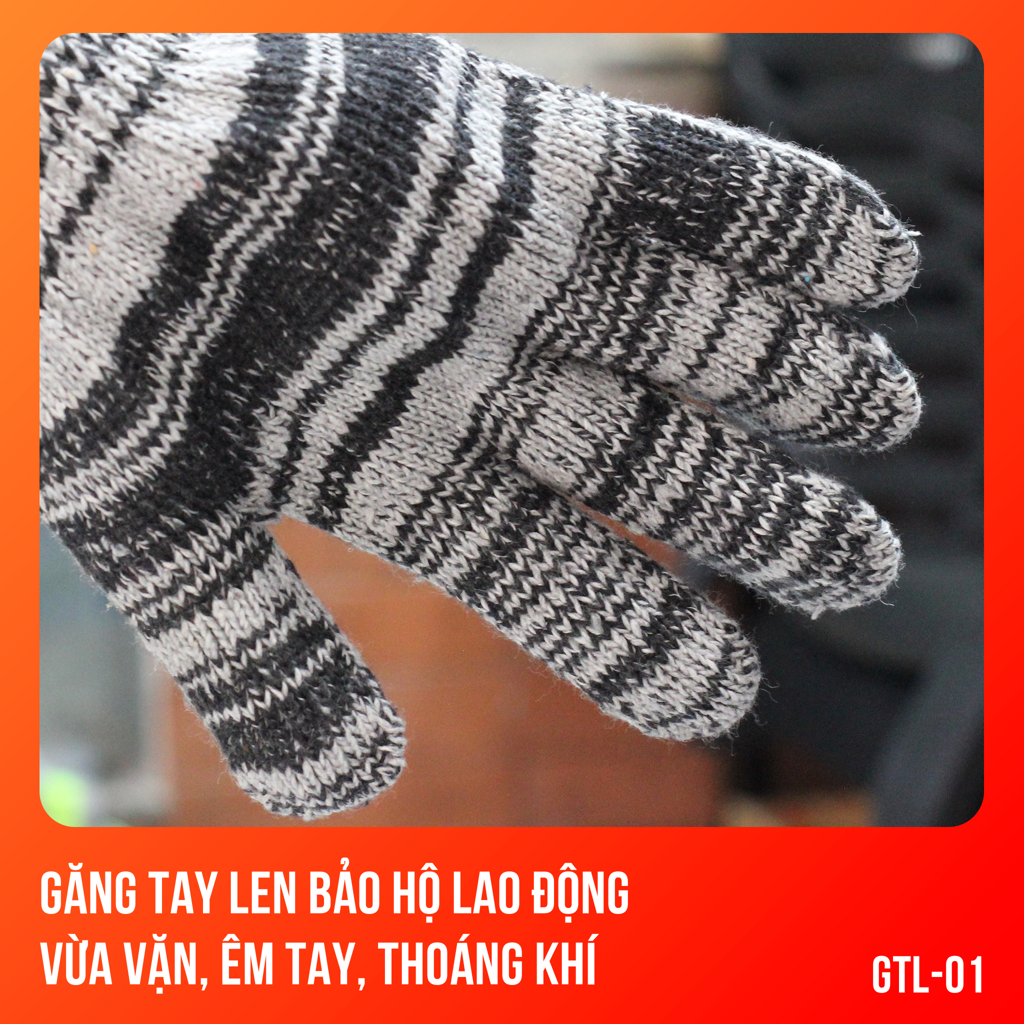 Găng tay len bảo hộ, vừa vặn, êm tay, thoáng khí