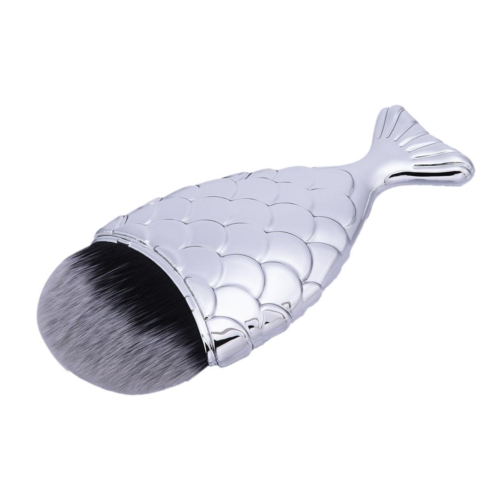 Mermaid Glitter Makeup Powder Blush Foundation Contour Cosmetic Brush Silver