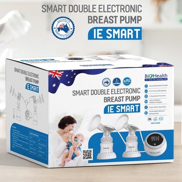 Máy hút sữa điện đôi BioHealth IE Smart 30 cấp độ hoạt động hút êm ái &amp; có đèn LED cảm biến | BH 1 năm