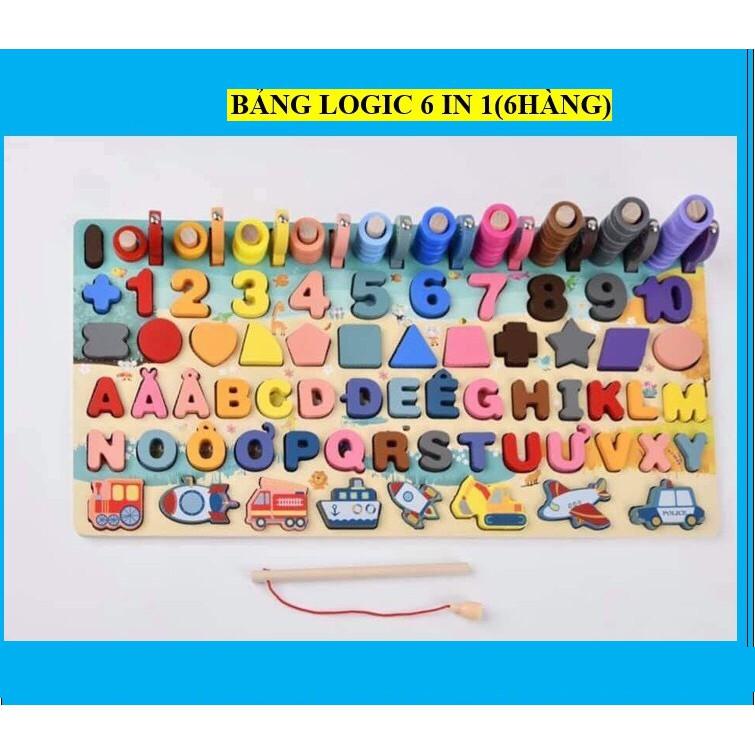 Bộ Đồ chơi Câu cá gỗ Nam châm Thông minh 6 chủ đề trong 1 Cho bé - Chữ cái, Số, Toán học, Giao thông, Hình Khối,...