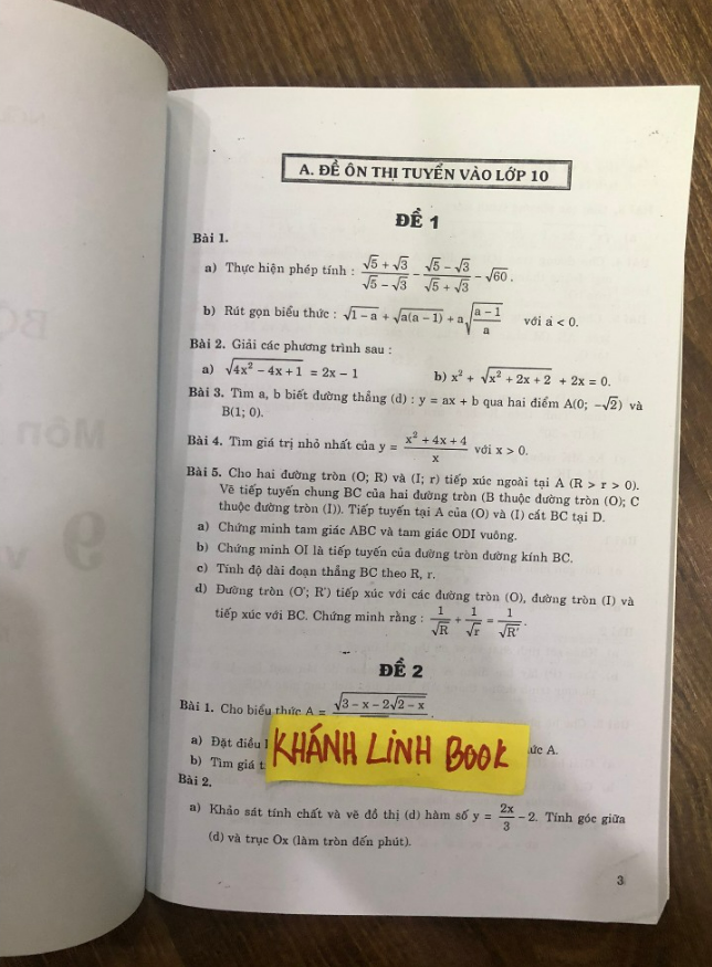 Sách - Bộ Đề Thi Môn Toán 9 Vào Lớp 10