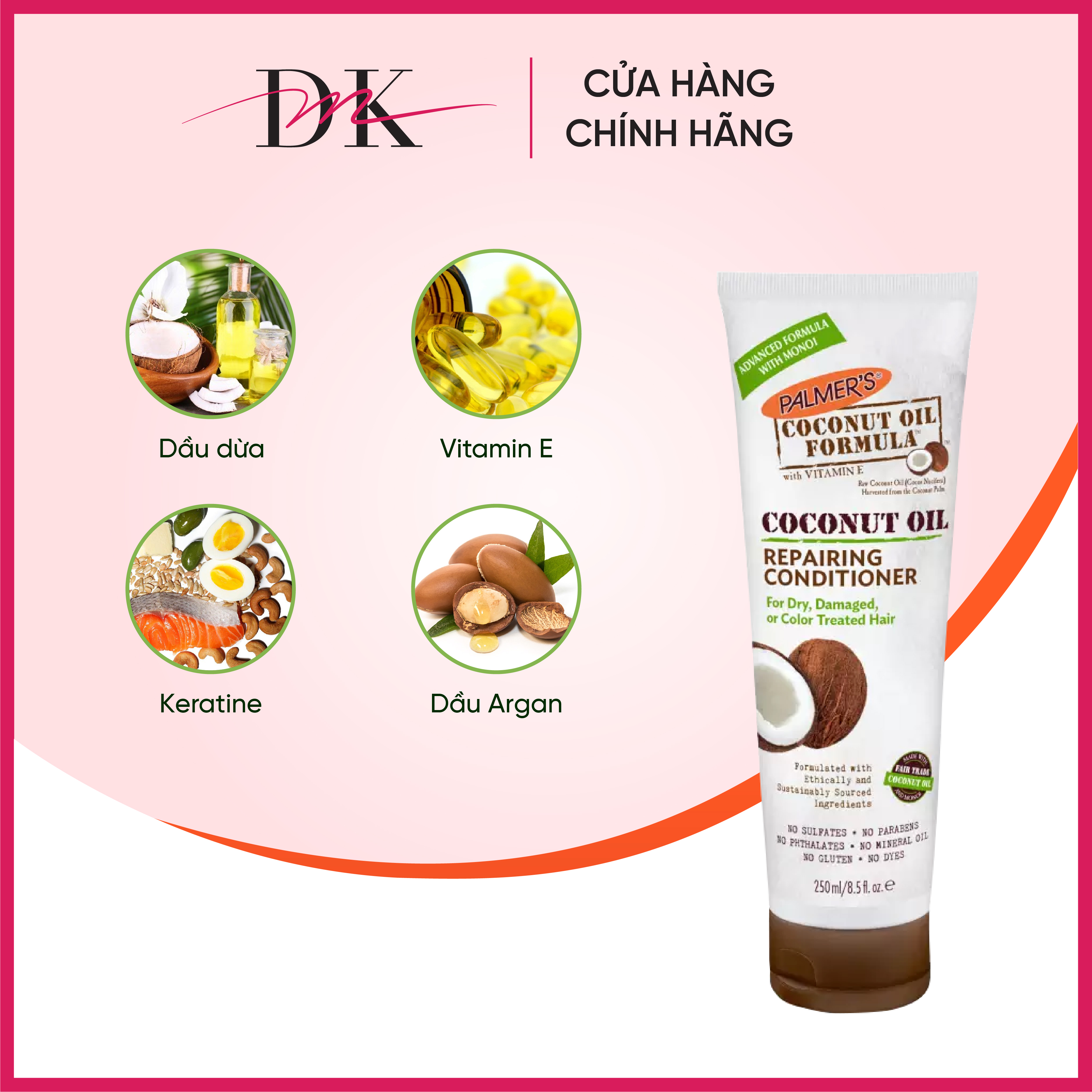 Dầu xả dưỡng tóc dầu dừa Coconut Oil Repairing Conditioner Palmer's 250ml