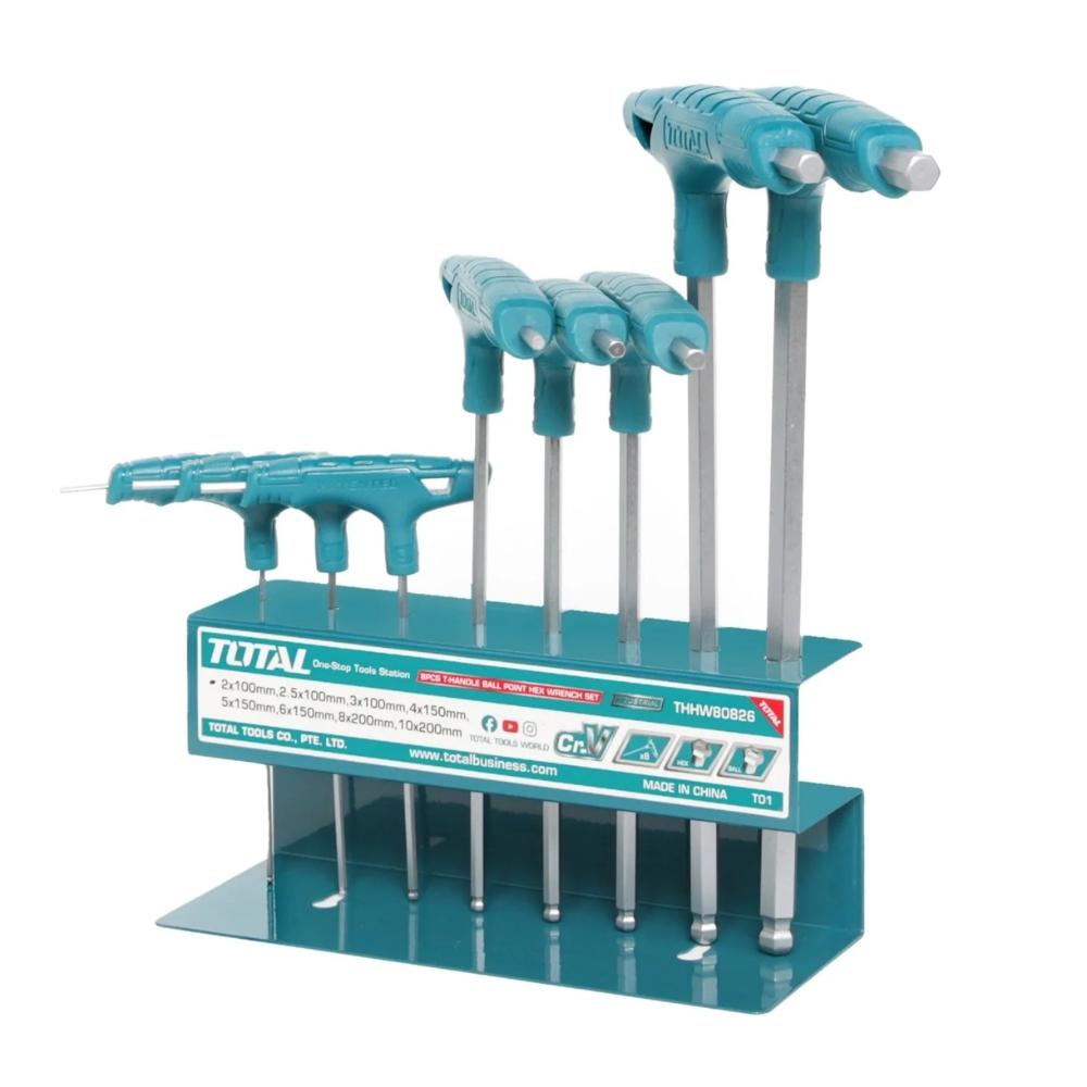 BỘ 8 CHÌA VẶN LỤC GIÁC TRÒN TAY CẦM T TOTAL THHW80826 - HÀNG CHÍNH HÃNG