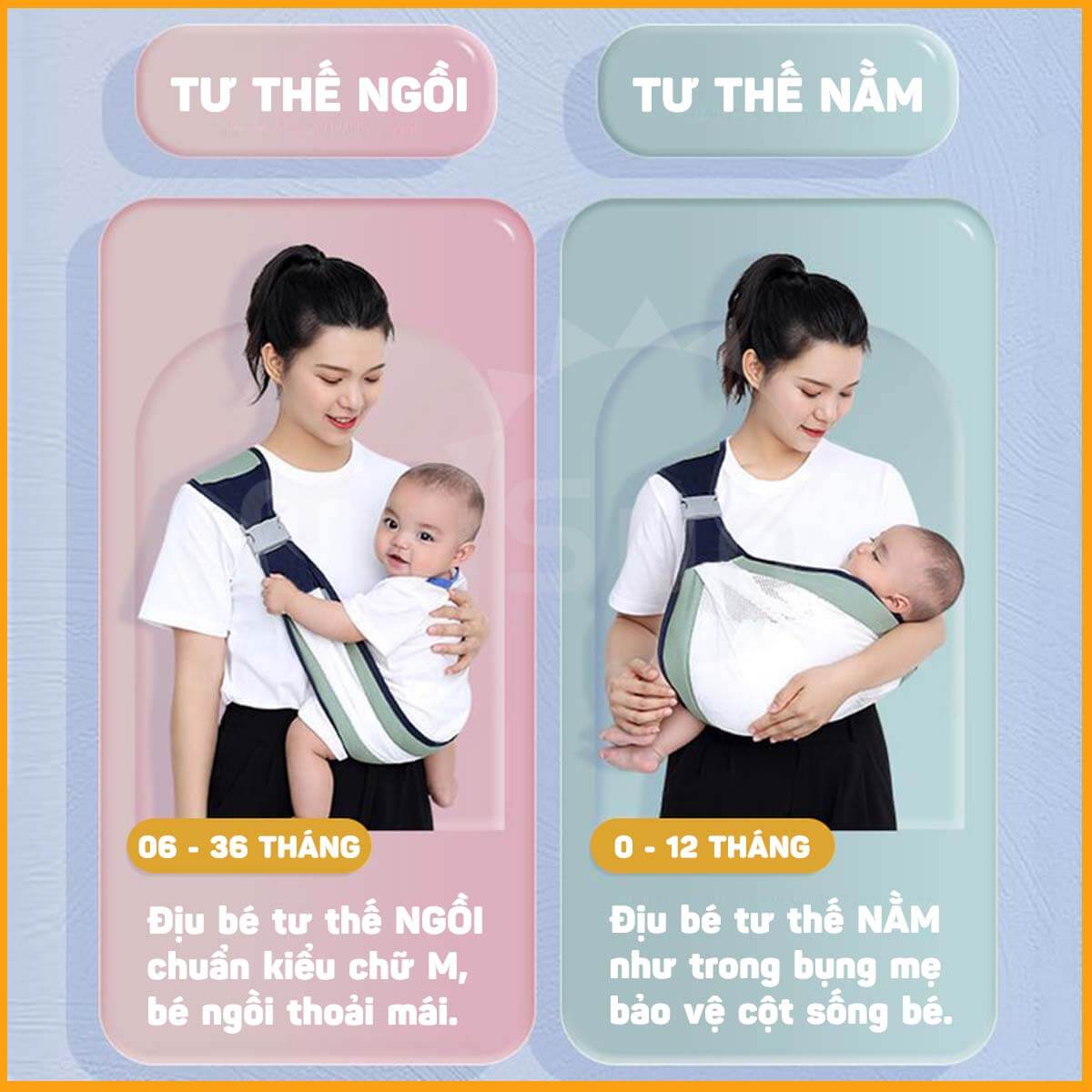 Đai địu bằng vải lưới giá rẻ cho em bé điệu trẻ sơ sinh bế nằm ngang MySun