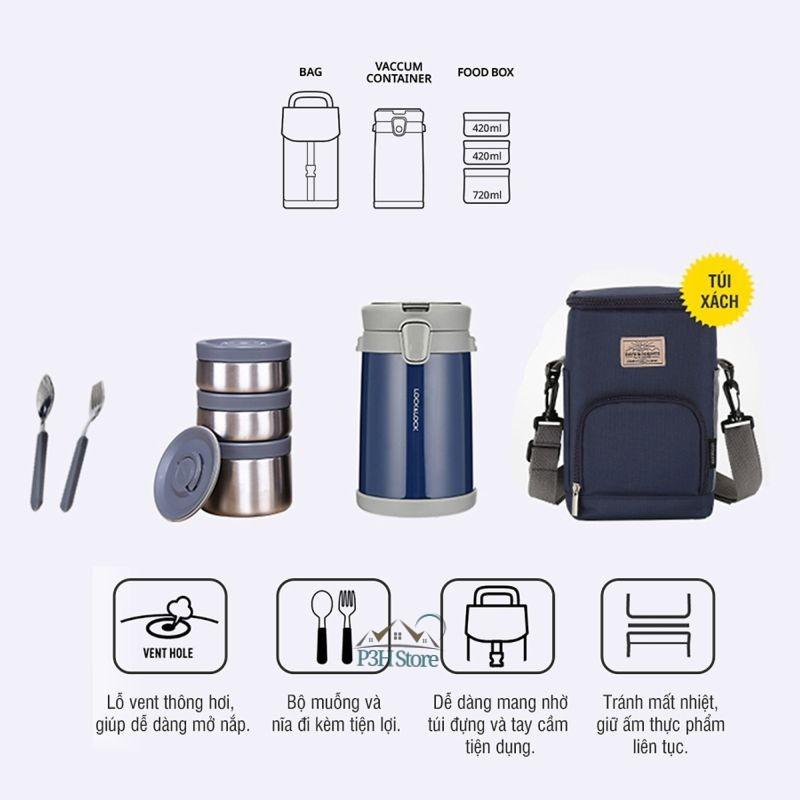 Bộ hộp cơm giữ nhiệt Lock&Lock Easy Carry 2L LHC8039 có túi - Hapos