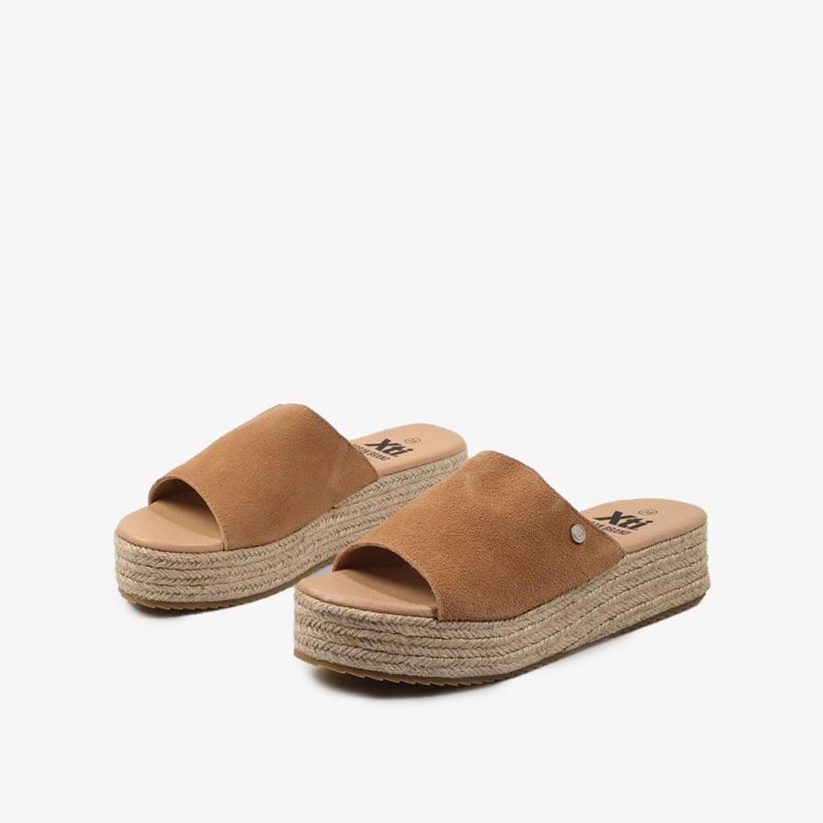 Dép Quai Ngang Nữ XTI Camel Suede Combined Ladies Sandals