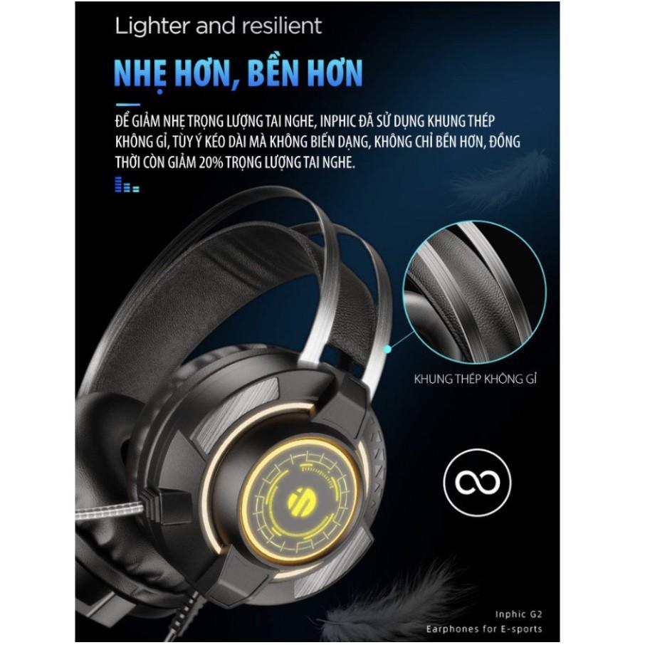 Tai Nghe chụp tai âm thanh nổi 7.1 siêu bass Gaming Inphic G2 tích hợp micro đàm thoại