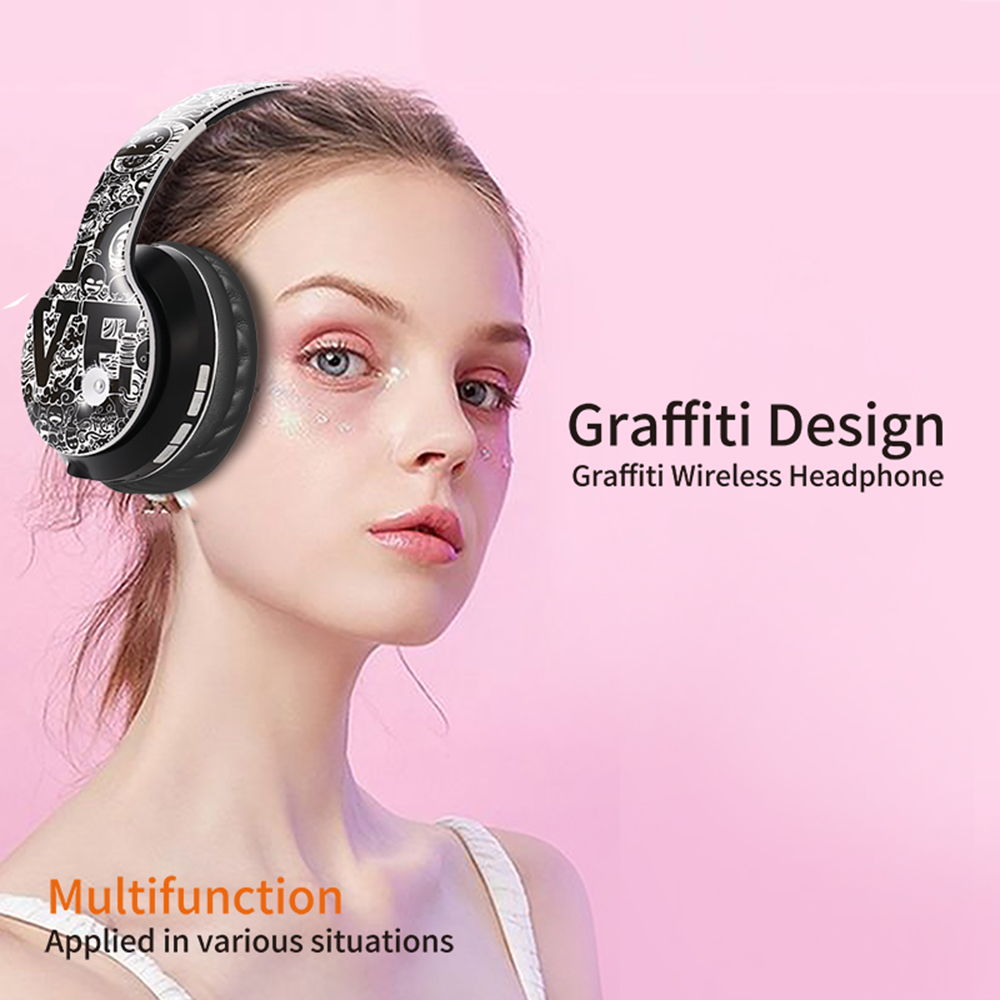 Tai Nghe Không Dây El-B1 BT5.0 Graffiti Hỗ Trợ Thẻ TF Chế Độ FM Giắc Cắm 3,5 Mm