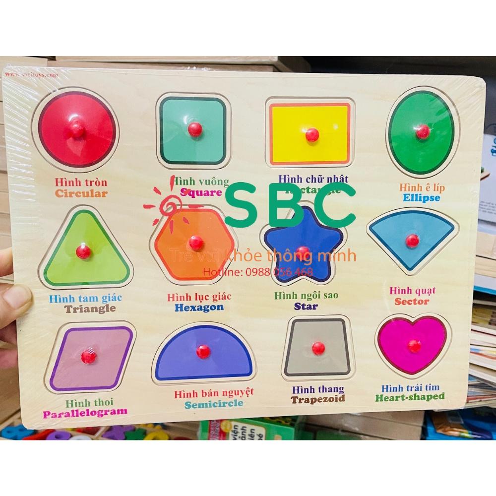 Bảng gỗ núm nhựa song ngữ Anh - Đồ chơi giáo dục kết hợp giải trí cho bé