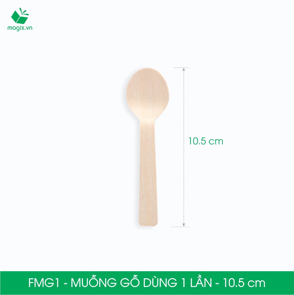 FMG1 - Combo 100 Muỗng gỗ ngắn 10.5 cm dùng 1 lần - Thìa gỗ ngắn dùng 1 lần tiện lợi thân thiện môi trường