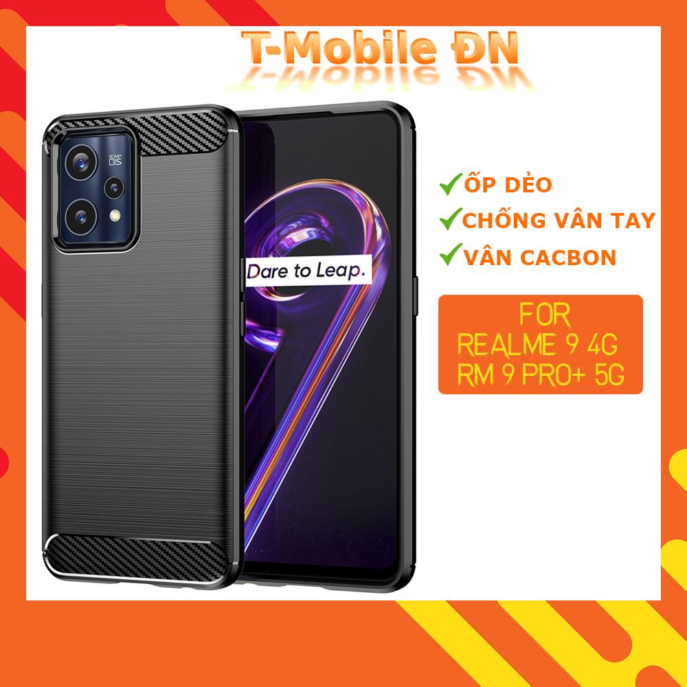 Ốp lưng cho Realme 9 4G / Realme 9 Pro+ 5G ốp silicone mềm Carbone phay xước chống sốc chống vân tay
