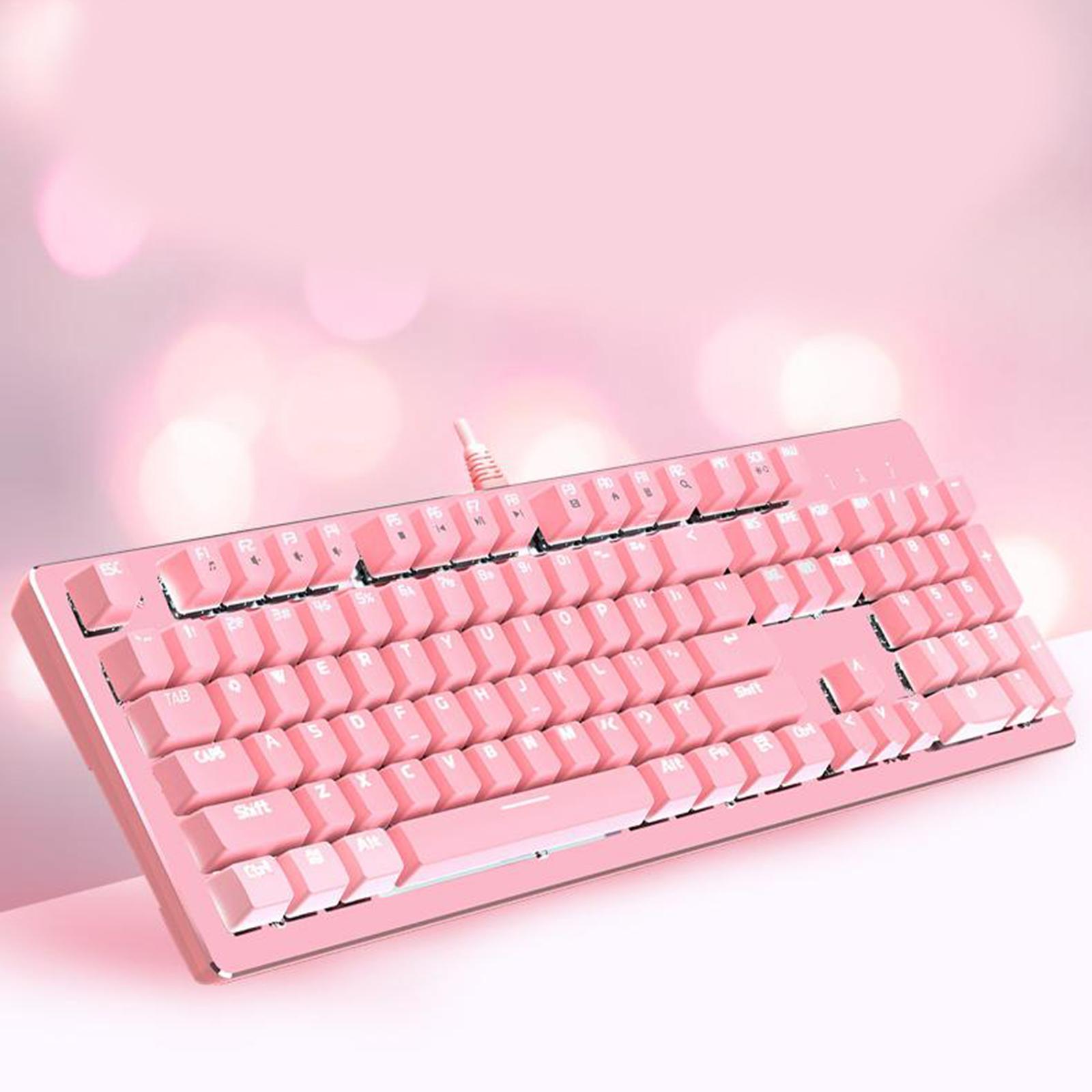 Mechanical Gaming Keyboard RGB LED White Backlit Wired Keyboard with Red Switches for Windows Gaming PC