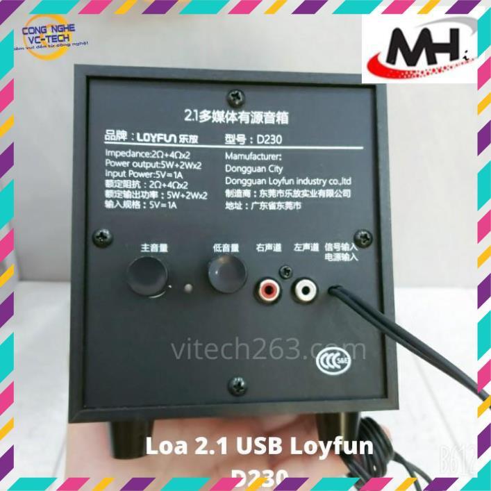 Loa 2.1 Loyfun D230, Nguồn USB-ÂM THANH TUYỆT VỜI, KIỂU DÁNG CÁ TÍNH CHO GIỚI TRẺ NĂNG ĐỘNG - Hàng Chính Hãng