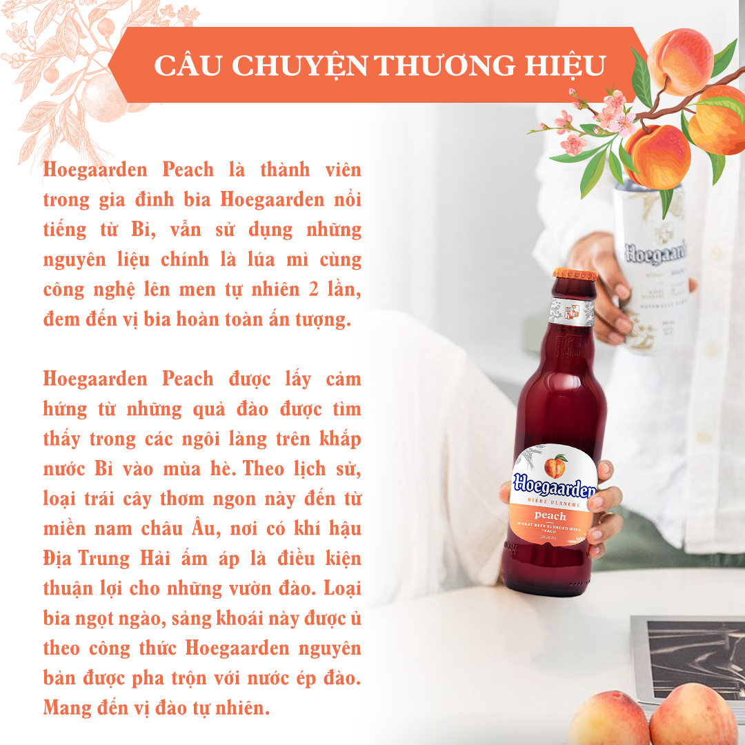 Thùng 24 Chai Bia Hoegaarden Peach - Bia Bỉ Vị Đào