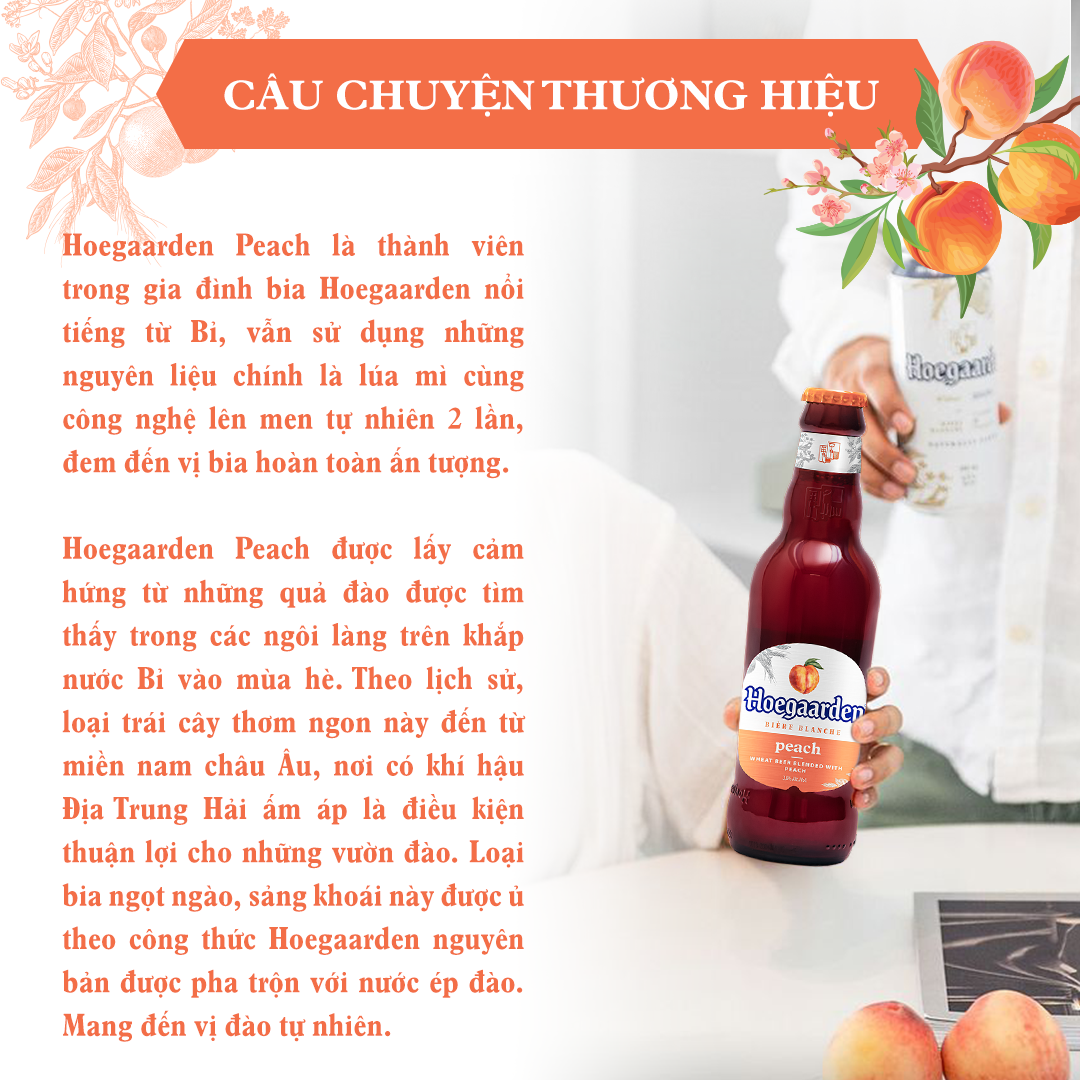 Thùng 24 Chai Bia Hoegaarden Peach - Bia Bỉ Vị Đào (248ml/chai)