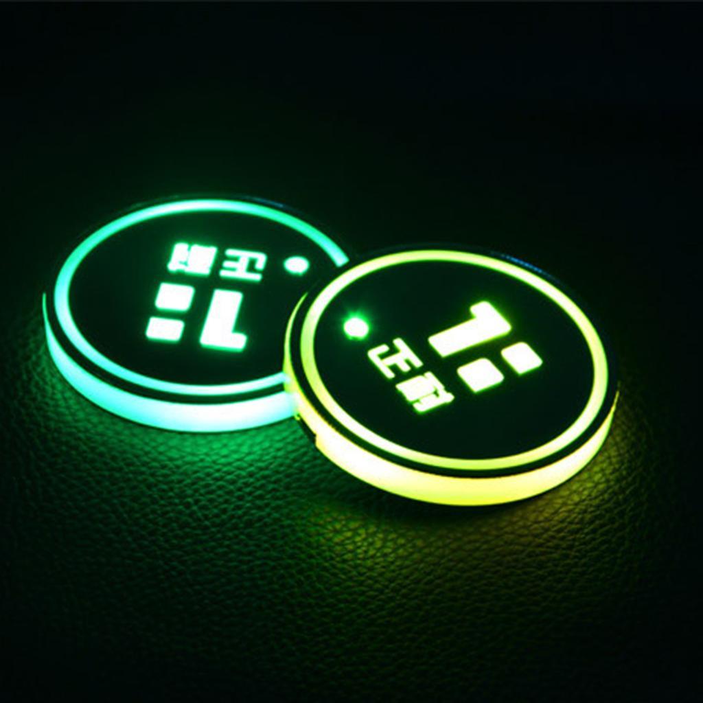 2 Pieces Car Cup Holder Multicolor Led  Mat Interior