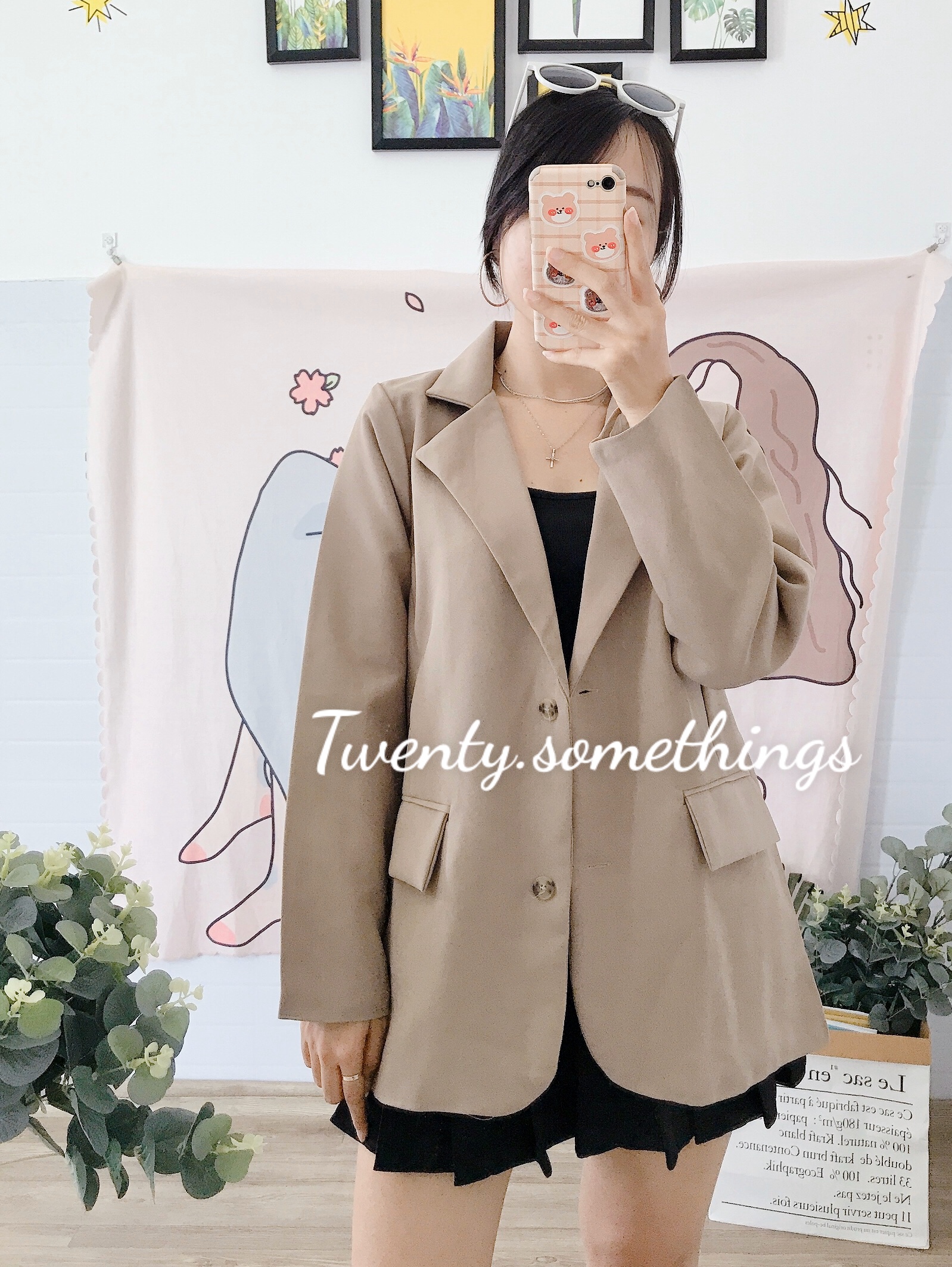ÁO BLAZER NÂU TÂY HÀN QUỐC 2 LỚP