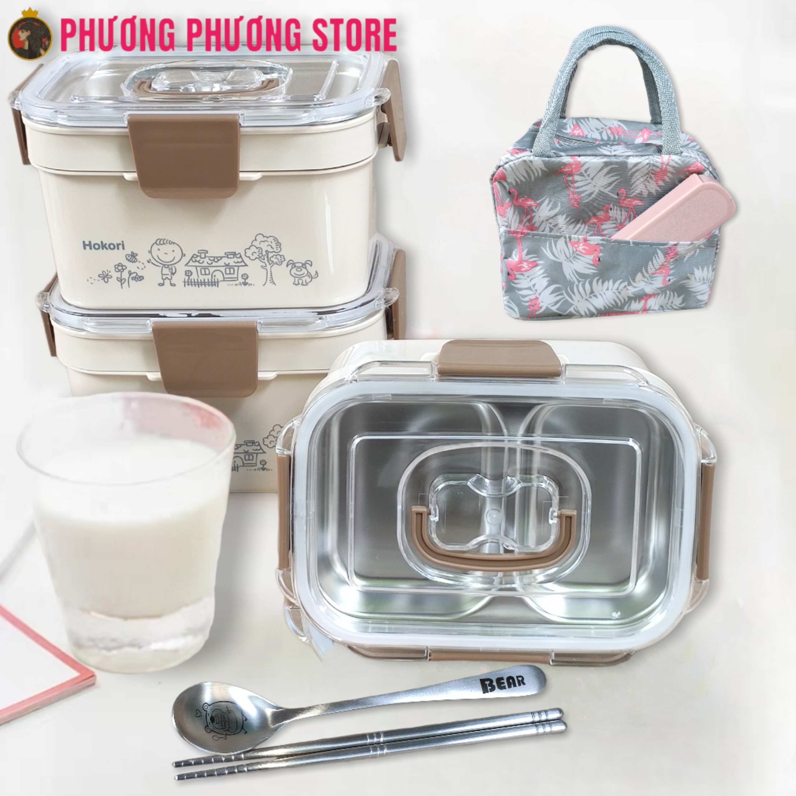 Cặp lồng inox 2.0L cao cấp / ca men 2 tầng 4 khay / đựng cơm thức ăn chia, thích hợp cho sinh viên nhân viên văn phòng xem kỹ mô tả