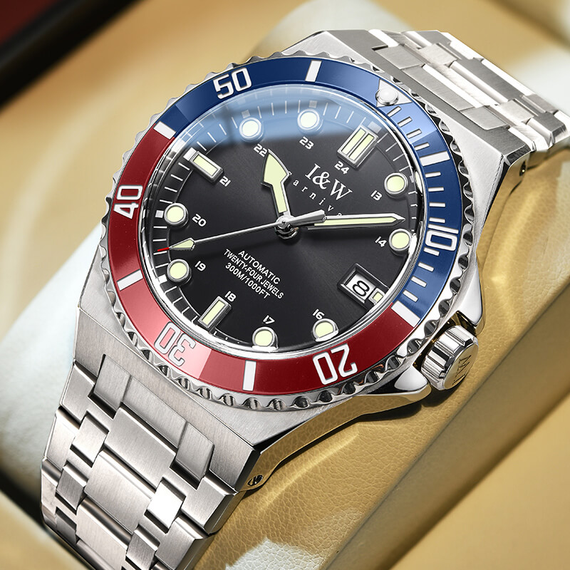 Đồng hồ nam chính hãng I&amp;W Carnival 726G-T4 Hàng mới fullbox ,Kính chống xước,Chống nước 100m,BH 24 tháng,Máy Cơ Automatic,dây kim loại xịn