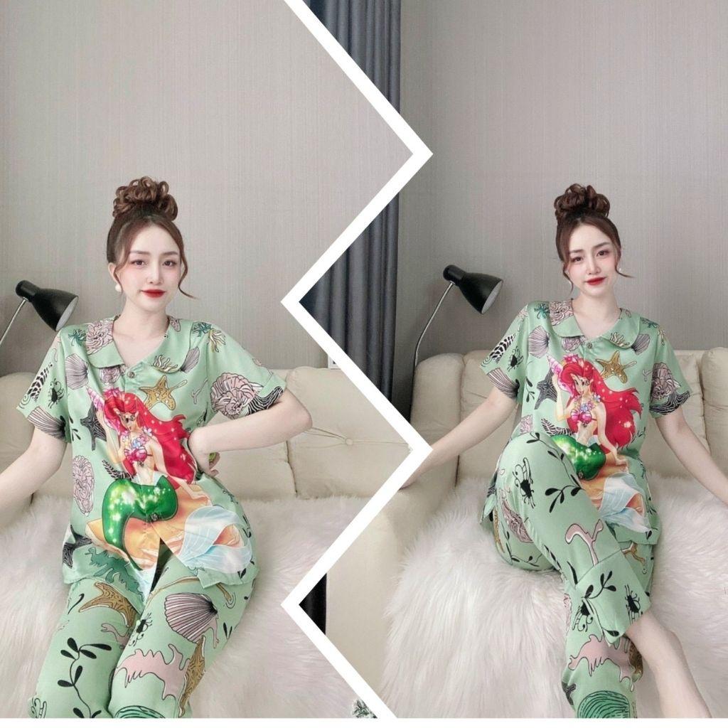 Đồ Ngủ Pijama Đồ Ngủ nữ lụa Latin thiết kế cao cấp mềm mại xinh xắn&lt;60kg