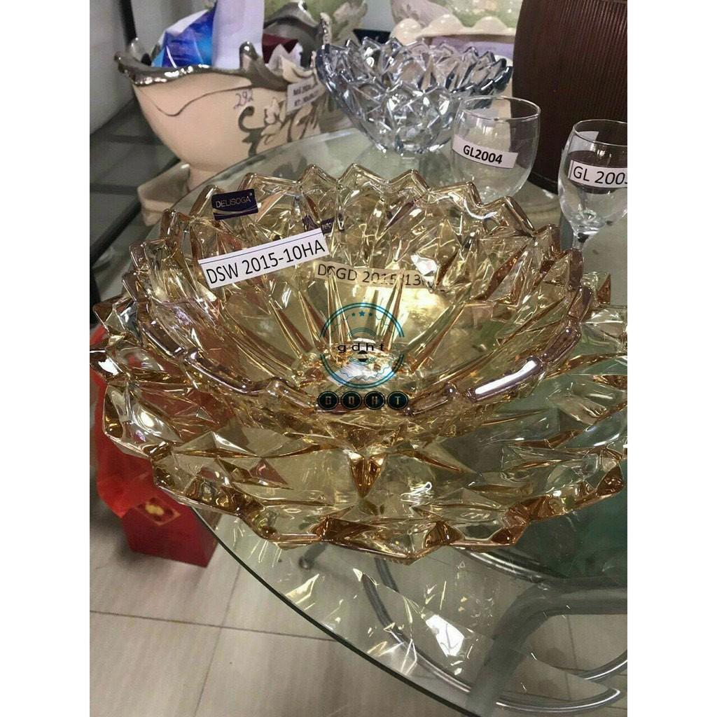 Bát/ Đĩa pha lê họa tiết kim cương khía