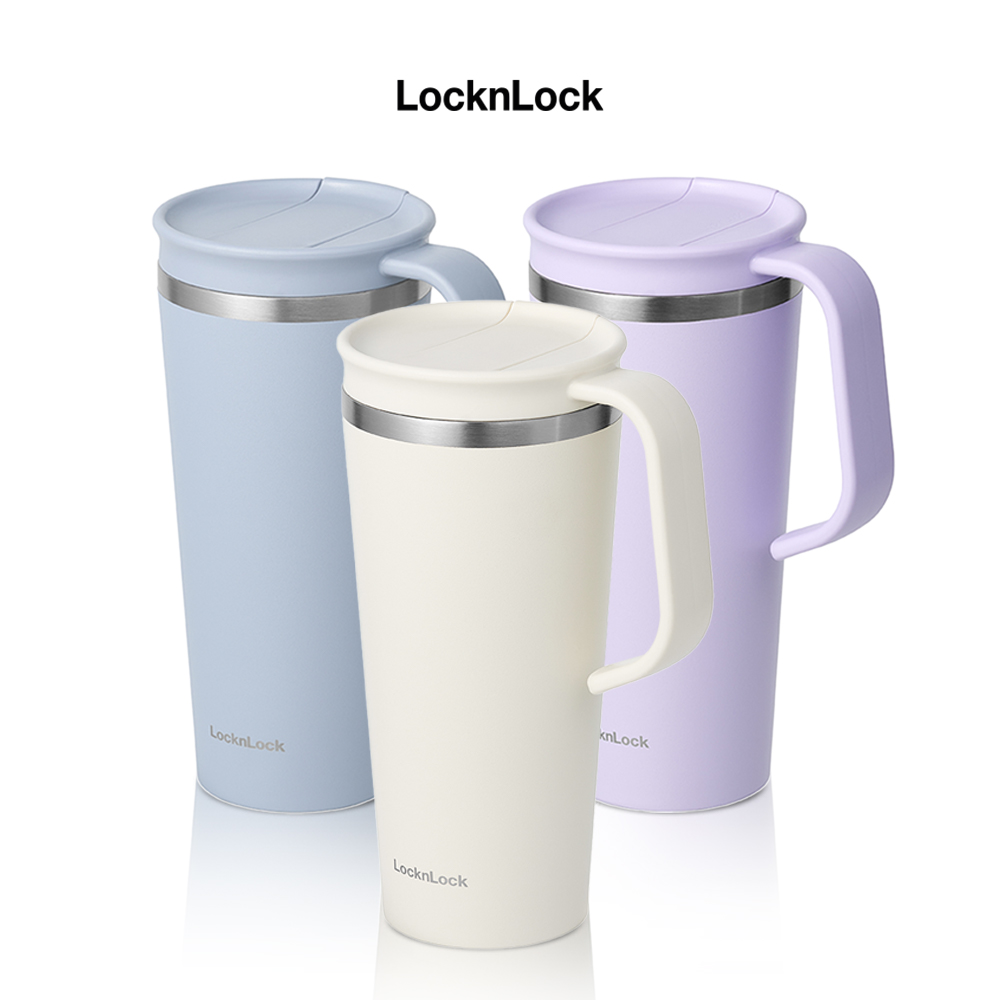 Ly giữ nhiệt LocknLock 600ml LHC4330 Daily Handle Tumbler, Hàng chính hãng, nắp trượt tích hợp tay cầm - JoyMall