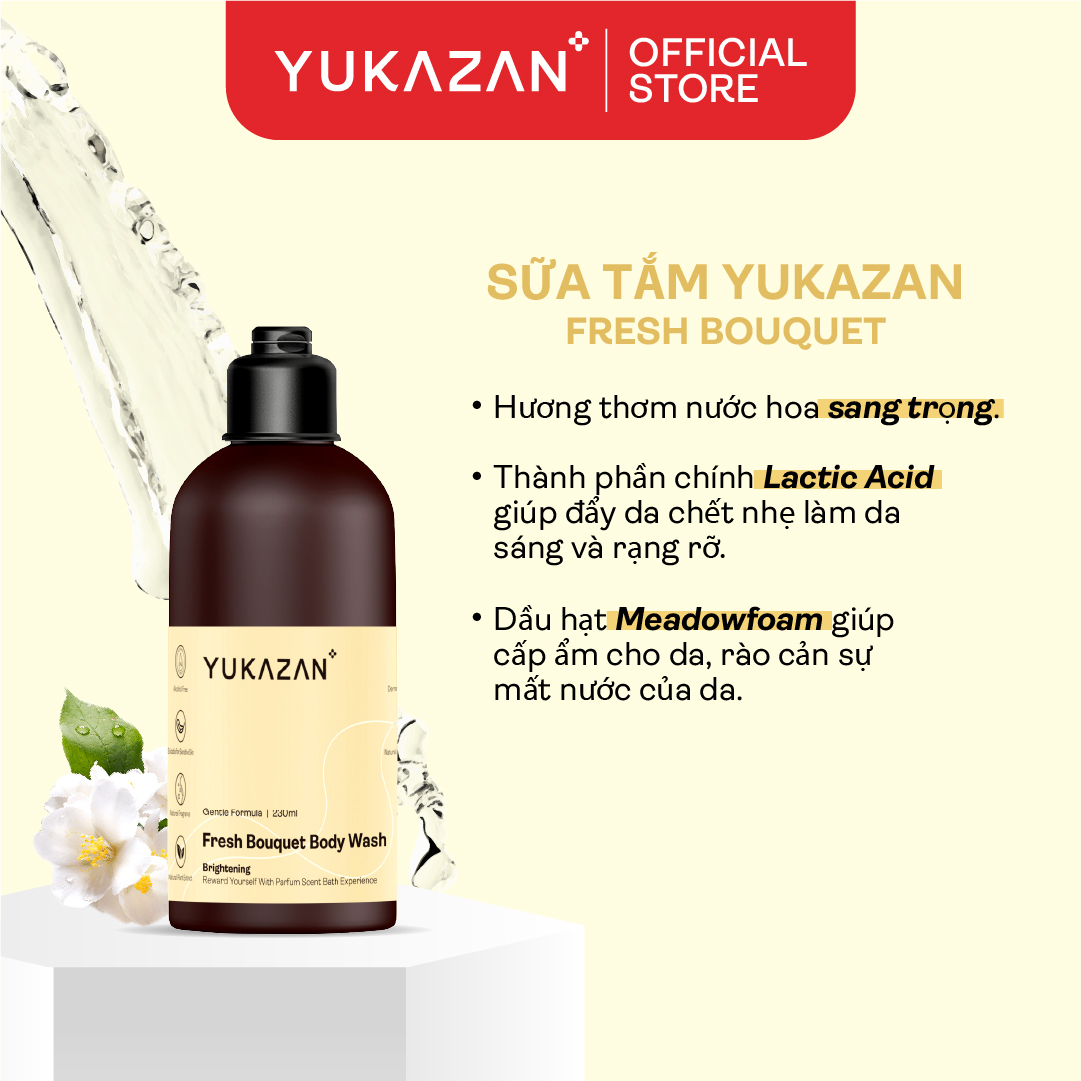 Sữa Tắm Cấp Ẩm, Dưỡng Sáng Da Yukazan Hương Nước Hoa Fresh Bouquet 230ml