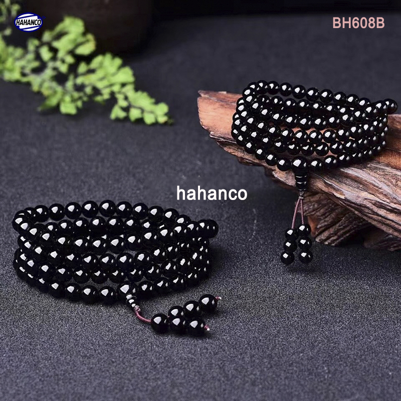 Chuỗi vòng đeo tay/đeo cổ sừng Trâu 108 hạt/8mm màu đen bóng phong thủy - Tĩnh Tâm - An Yên