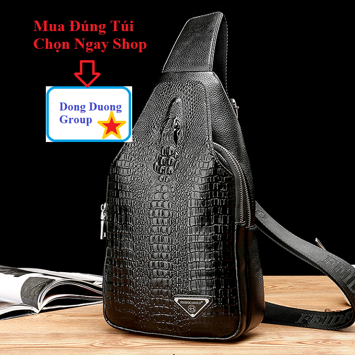Túi đeo chéo nam da Pu Dập vân Da Cá Sấu Siêu Bền Đẹp Chống Nước- Đầu Cá Sấu