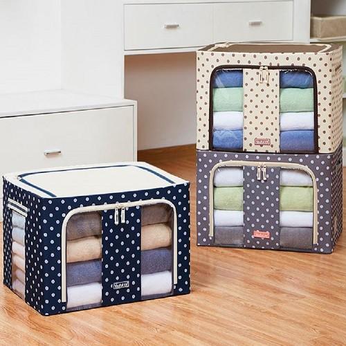 Tủ đựng quần áo, chăn màn khung thép chắc chắn siêu bền loại to 66L