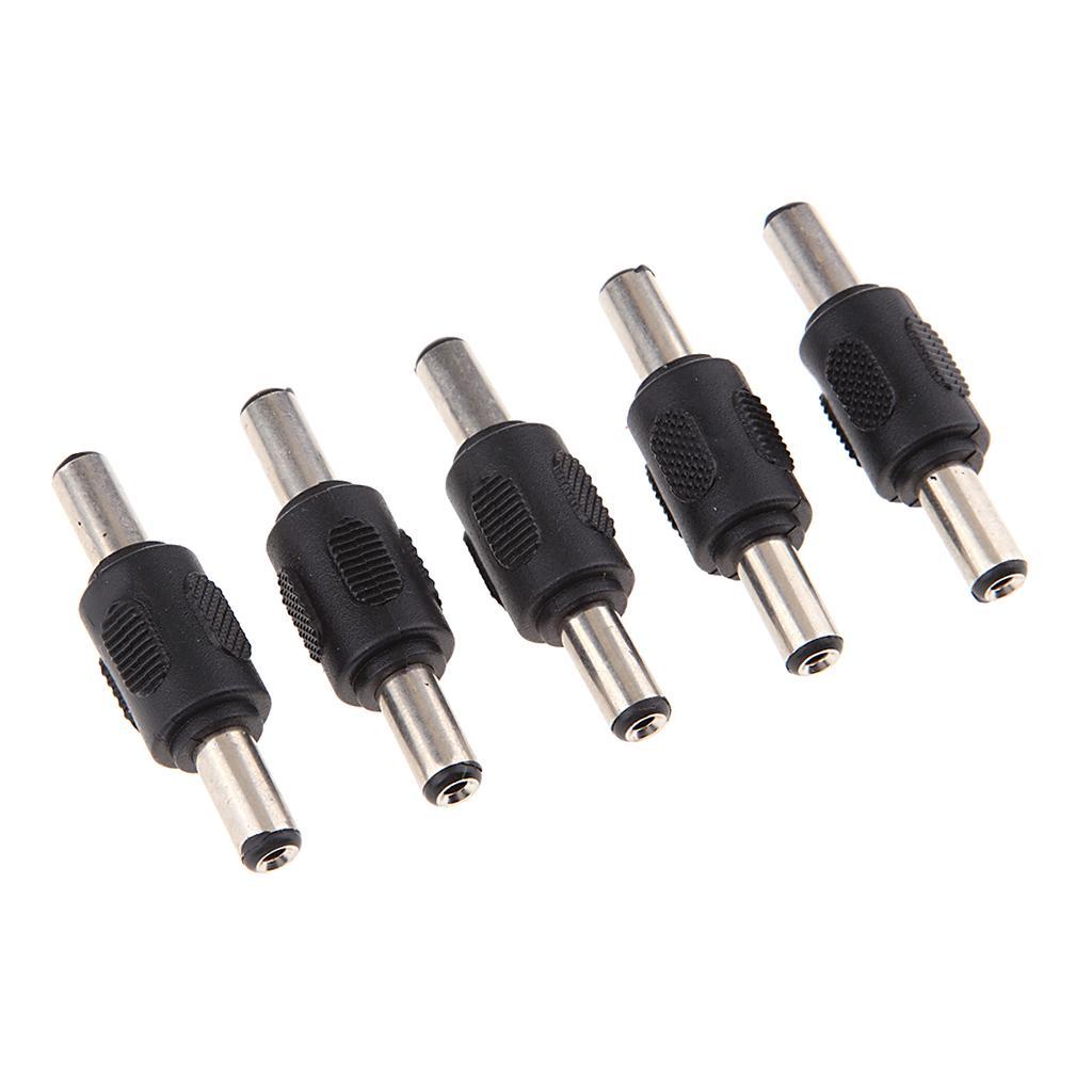5 Pack DC Power Adapter 5.5x2.1mm Male to Male Plug Connector Converter