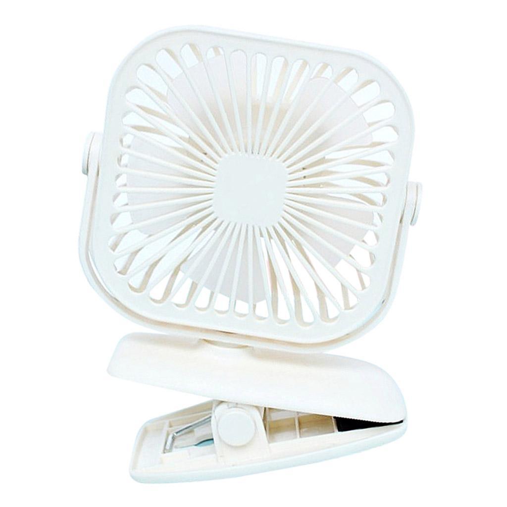 USB Mini Fan Rechargeable Clip Desktop Speed 600mAh Battery