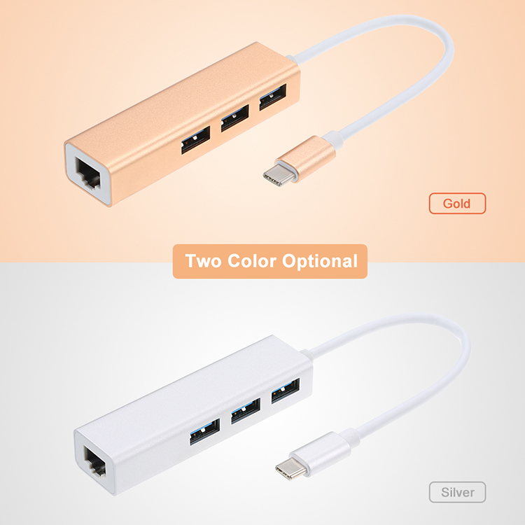 Bộ chuyển đổi USB Type C sang Cổng Lan RJ45 và 3 cổng USB 3.0