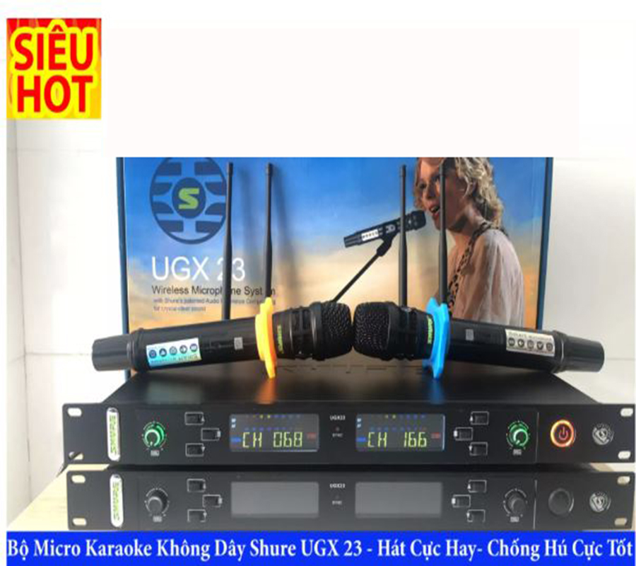 Micro Không Dây Shure UGX 23 hàng chính hãng,nhập khẩu 2023,chế độ tự ngắt Tặng kèm bộ sạc pin tiểu + 4 viên pin 1200mah