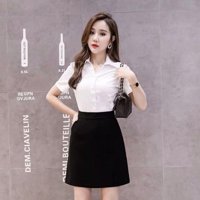 Chân Váy Chữ A Công Sở dáng ngắn 50cm 2 túi chéo thời trang nữ