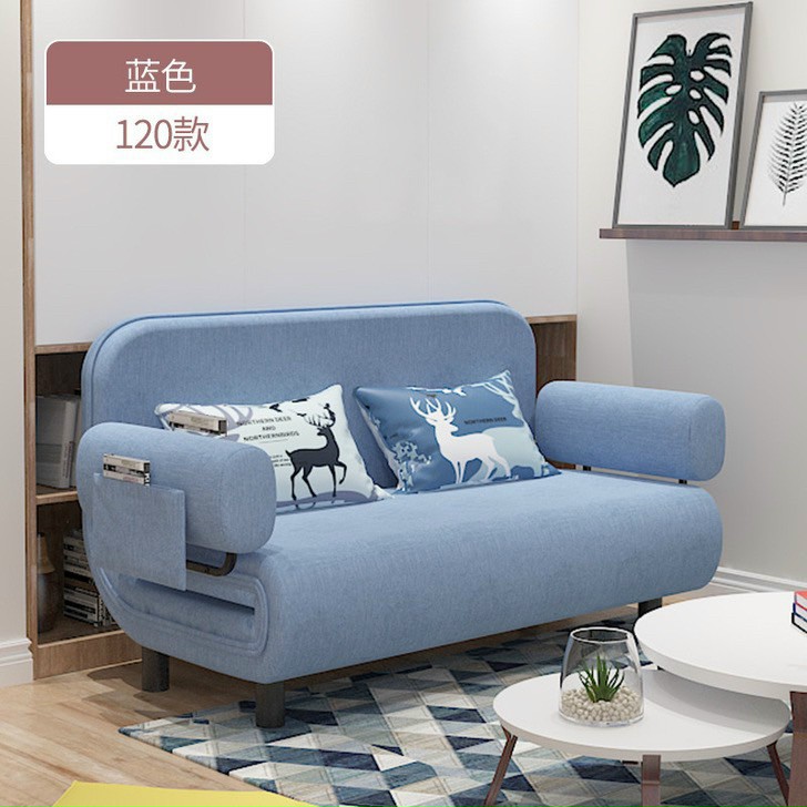 Ghế Sofa kết hợp Giường gấp gọn thông minh đa năng rộng 120cm, có đệm tay êm ái, kèm túi đựng đồ tiện lợi