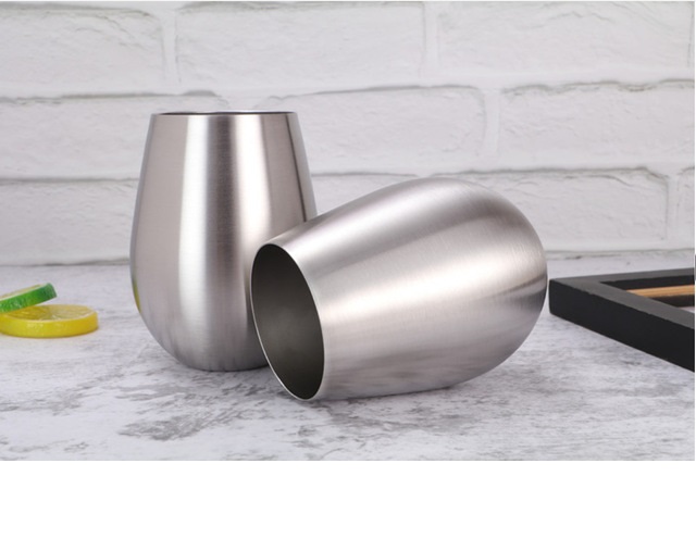 1 Ly cốc uống nước, bia, café, súc miệng không nắp hình quả trứng bằng thép không gỉ, inox 304 cao cấp