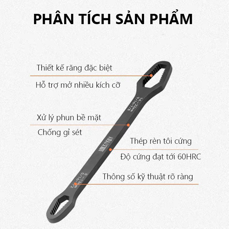 Cờ Lê Vặn Mở Đa Năng - Dụng Cụ Sửa Chữa Thay Thế Tất Cả Các Bộ Cờ Lê, Mỏ Lết Nhiều Size