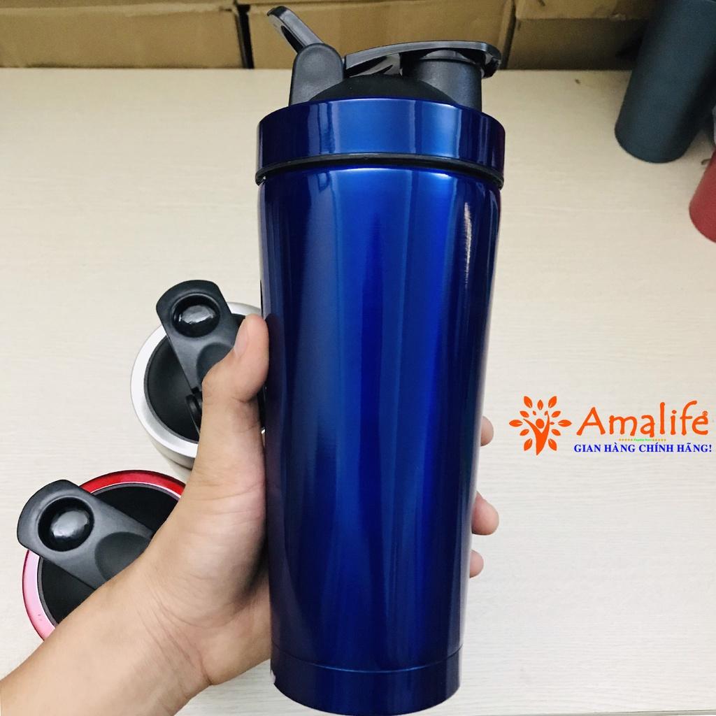 Bình Lắc Đựng Nước Shaker Inox 800ml – Tập Gym Thể Thao Chính Hãng Amalife – Kèm Bóng Lò Xo Lắc