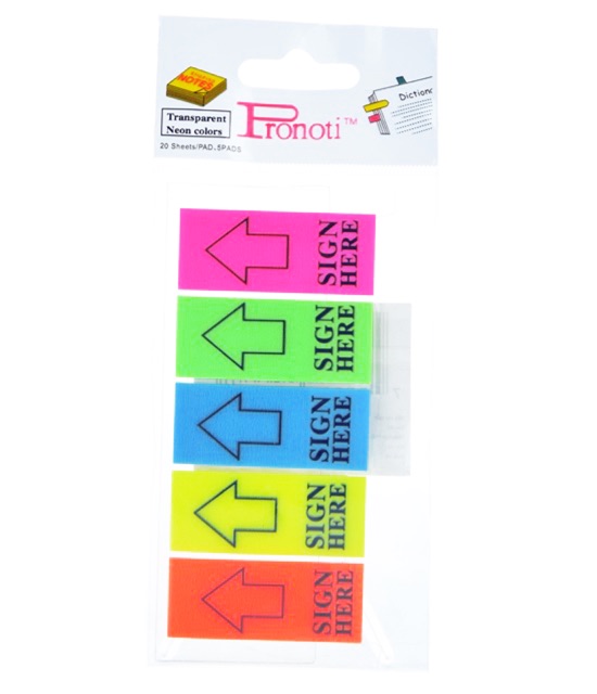 Set 5 tập Giấy note trình ký 5 màu nhựa Sign Here 45668