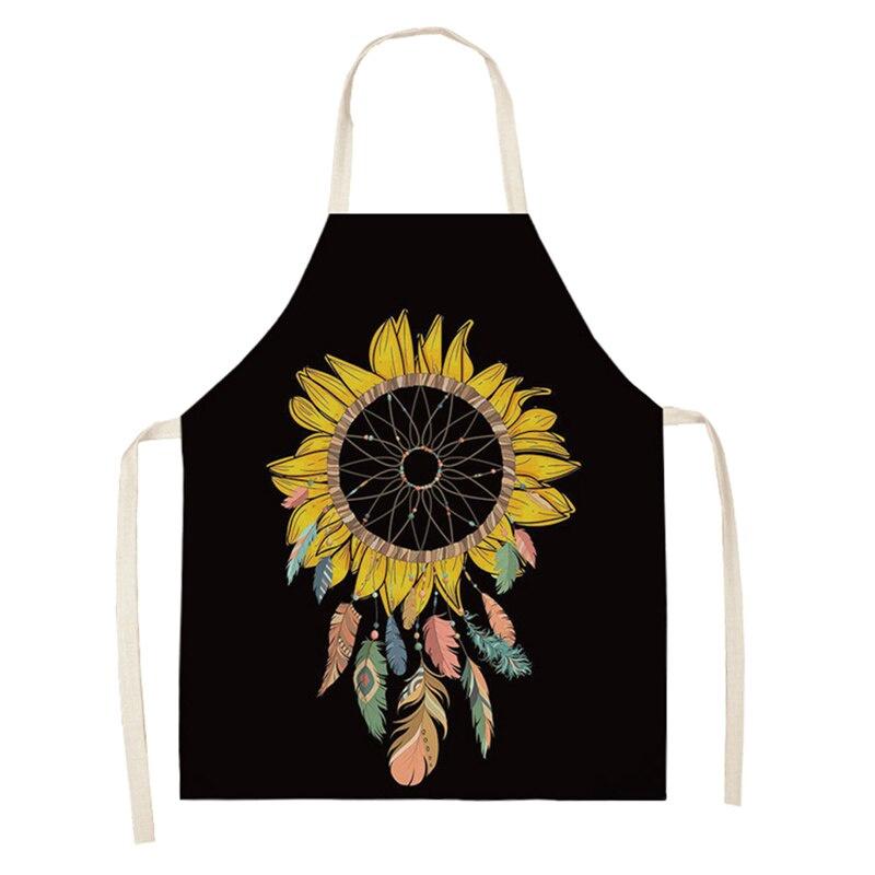 Ladies Men Sunflower Apron Boho Style Oil Proof Kitchen Apron for Cooking Baking Gardening