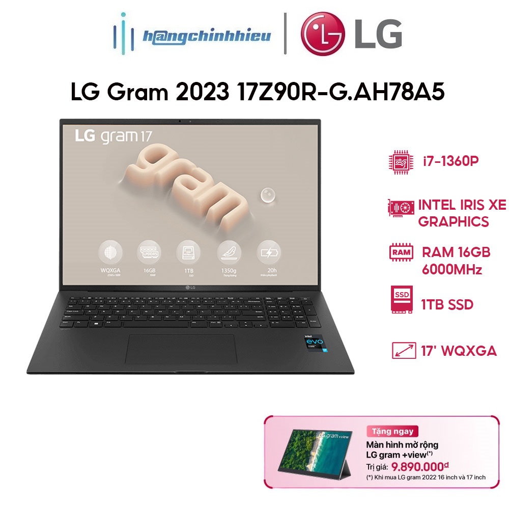 Laptop LG Gram 2023 17Z90R-G.AH78A5 (i7-1360P | 16GB | 1TB | 17') Hàng chính hãng