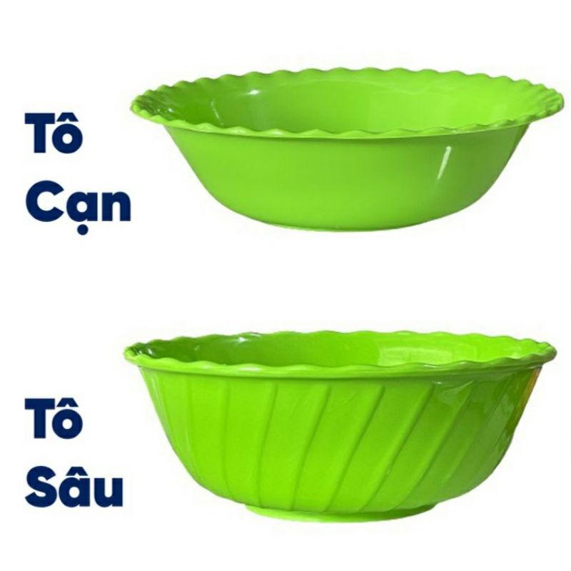 Tô đựng cơm canh bằng nhựa màu xanh, đủ kích cỡ nhựa dẻo Pe an toàn, không vỡ, dễ vệ sinh