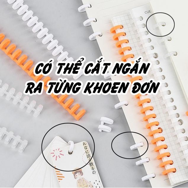 Thanh còng nhựa, bìa lá rời nhựa, ruột sổ còng giấy refill kẻ ngang caro chấm bi A4 A5 B5, phân trang