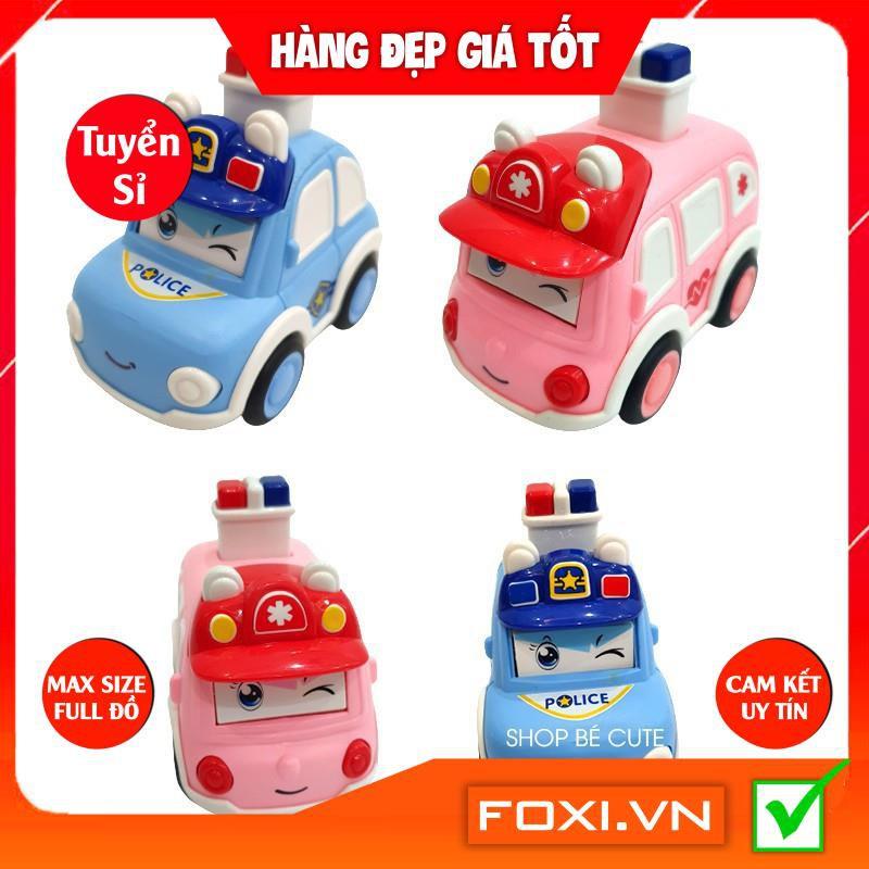 Xe đồ chơi cảnh sát police màu hồng và màu xanh siêu dễ thương cho các bé