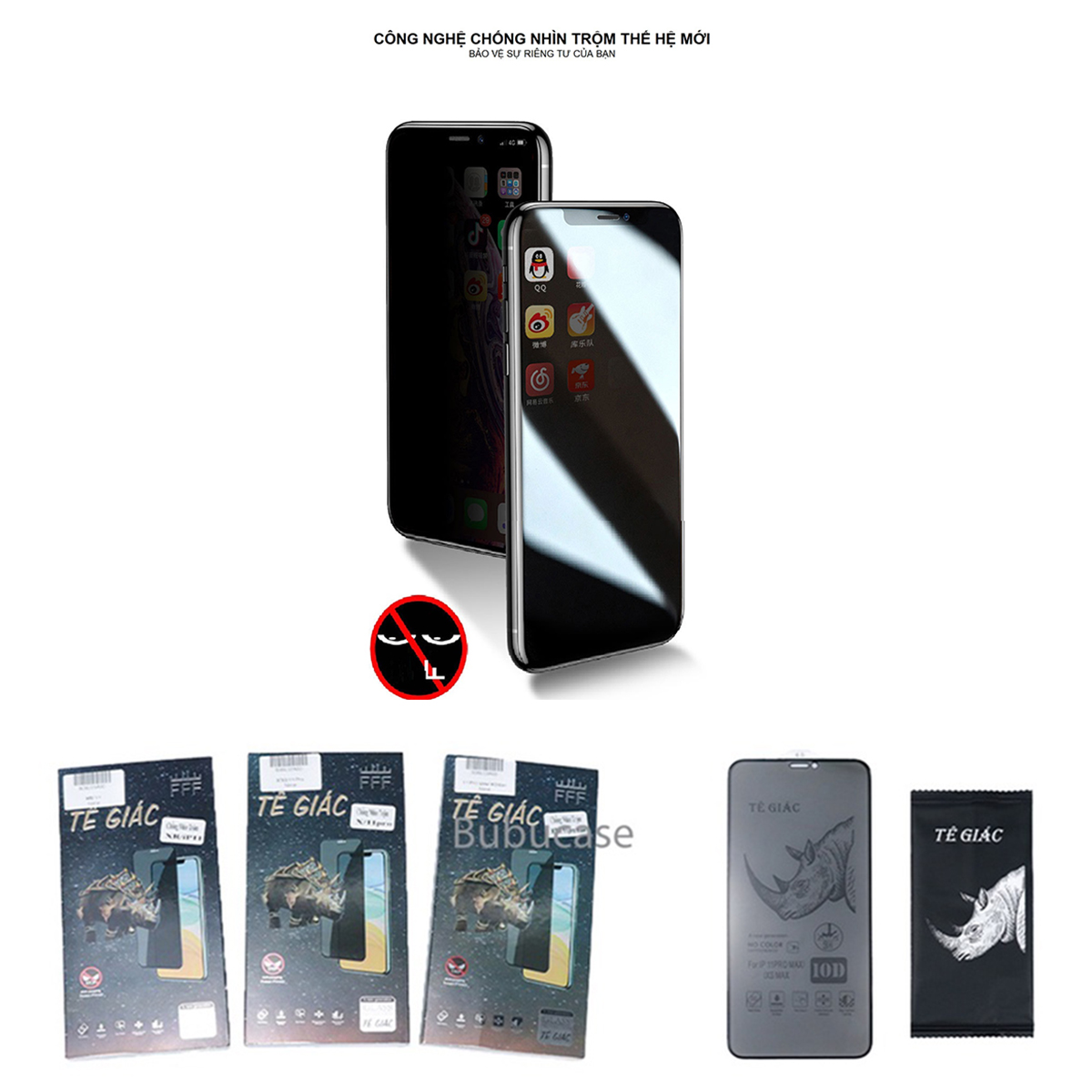Kính Cường Lực Chống Nhìn Trộm Tê Giác Cho iPhone Full Màn Hình - Đã Có Cường Lực Cho iPhone 14 / 14 Pro / 14 Promax