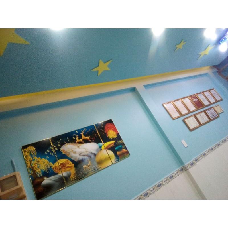 Bộ ba tranh tráng gương cao cấp hươu vàng